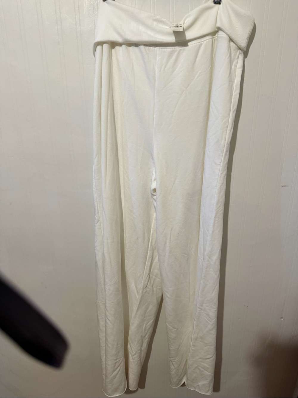 Aerie Fold over waist Wide Leg white Pants XL NWT